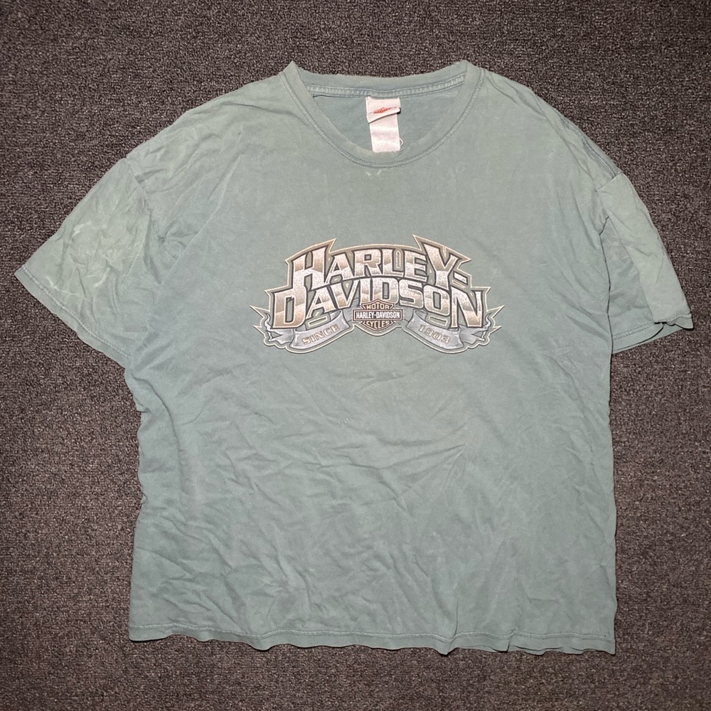 Harley Davidson motorcycle biker Winston-Salem nc green shirt size xl